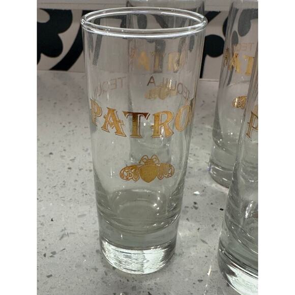 Vintage Set of 4 Patron Gold Tequila Honeybee Logo 4" Double Shot Glass - Picture 2 of 4